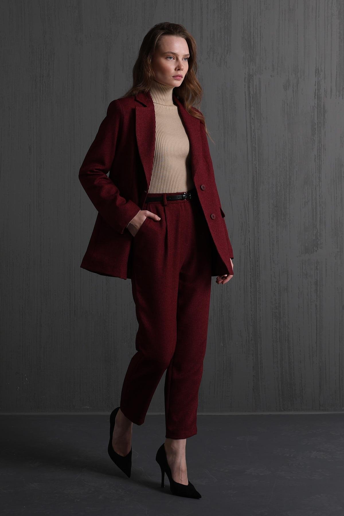 Cep Kapaklı Ceket - Bordo