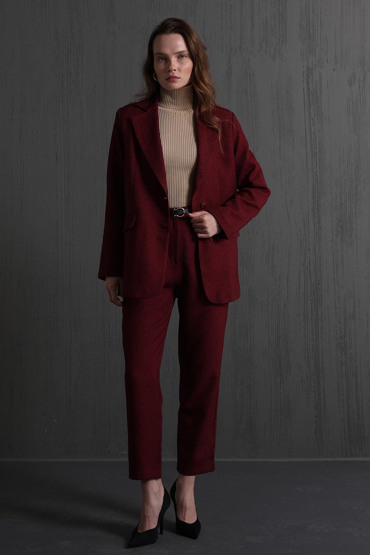 Cep Kapaklı Ceket - Bordo