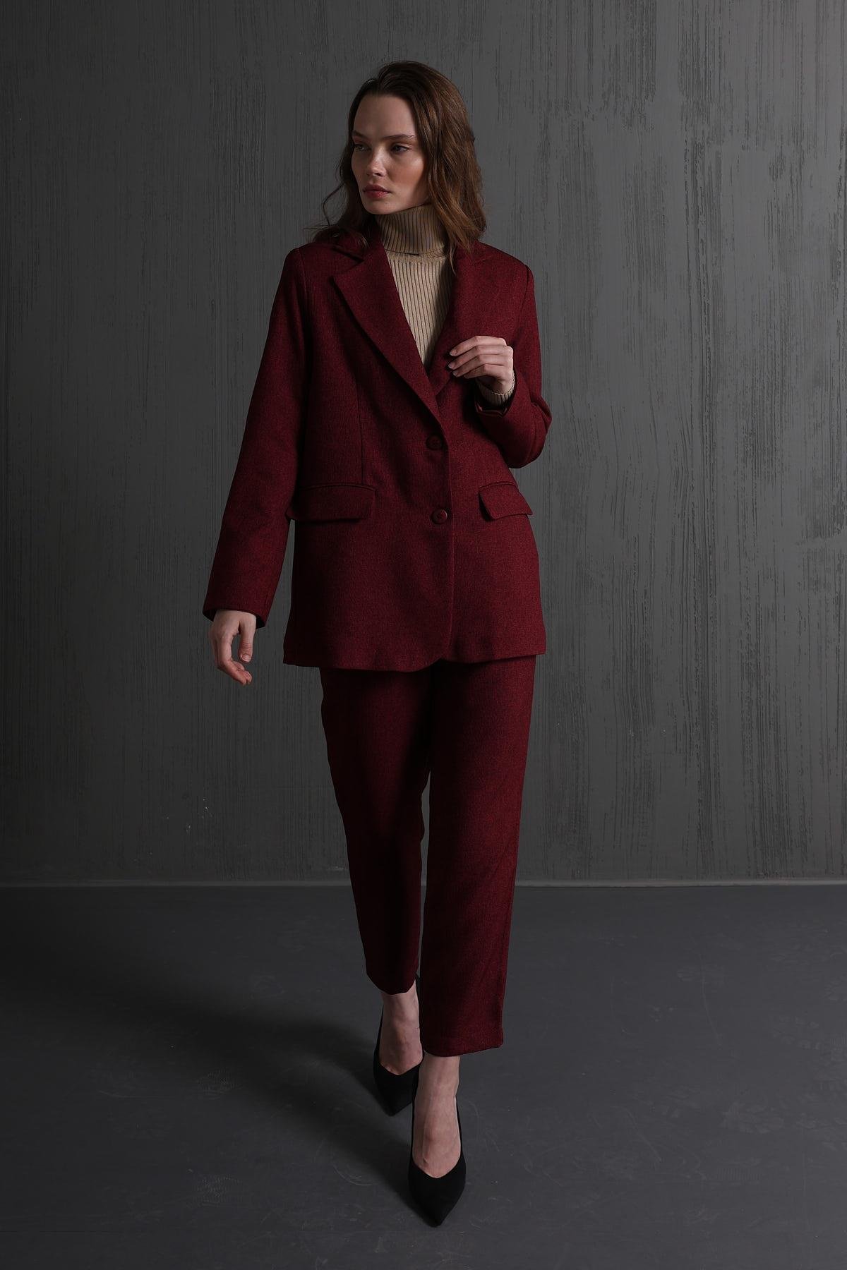 Cep Kapaklı Ceket - Bordo