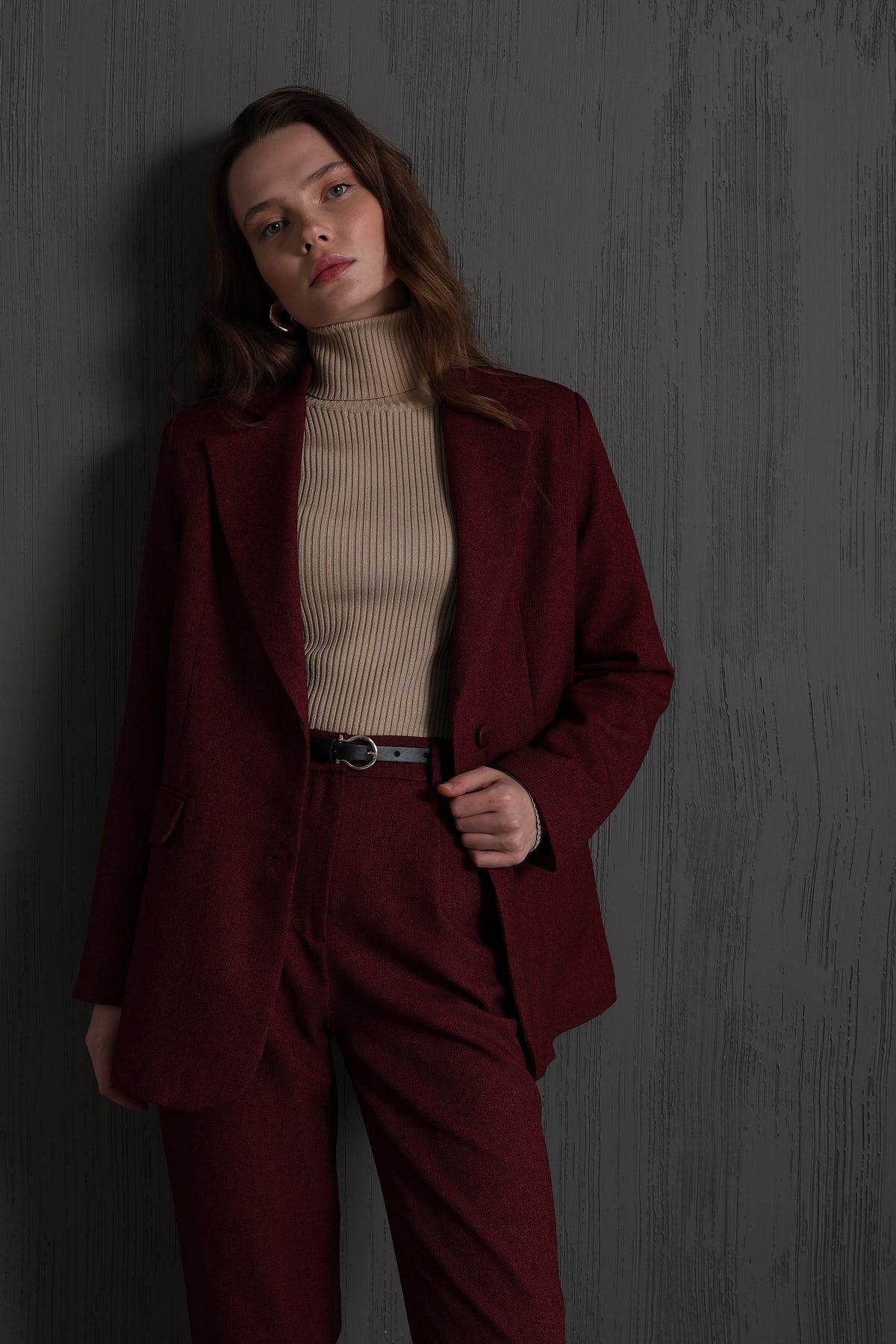 Cep Kapaklı Ceket - Bordo