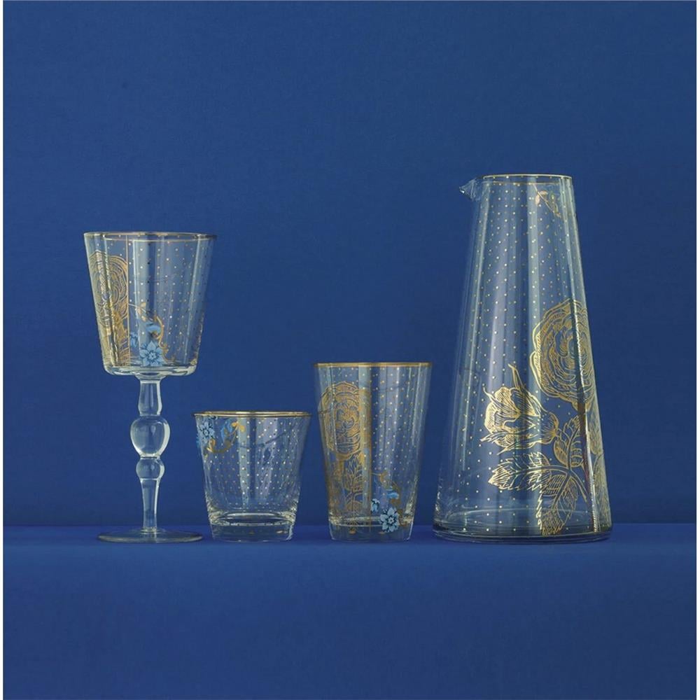 ROYAL ALTIN ÇİÇEK DESENLİ UZUN SU BARDAĞI 370 ML