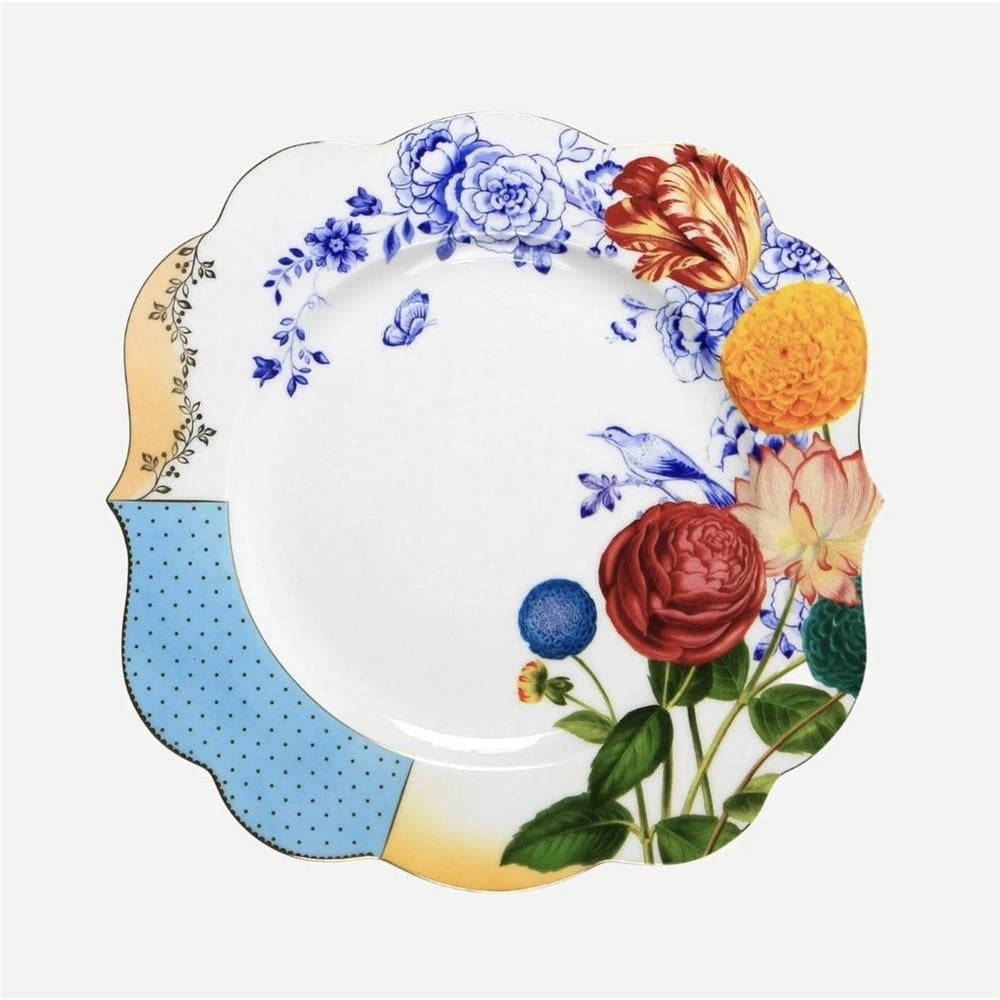 ROYAL BEYAZ MAVİ ÇİÇEK DESENLİ YEMEK TABAĞI 28 CM