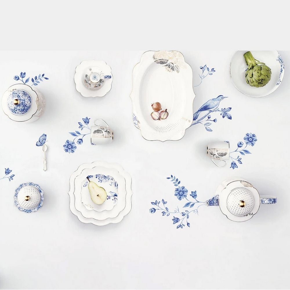 ROYAL WHITE MAVİ BEYAZ PORSELEN YUMURTALIK