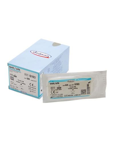 S103 İpek 6/0 10 3/8 Keskin (▼) 45cm İpek Emilemeyen Sütür 12 Ad./Pkt