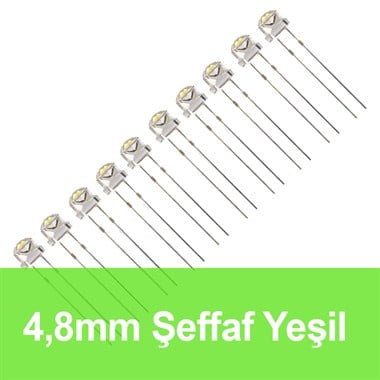 4.8mm Şeffaf Yeşil Mantar LED (10 Adet)