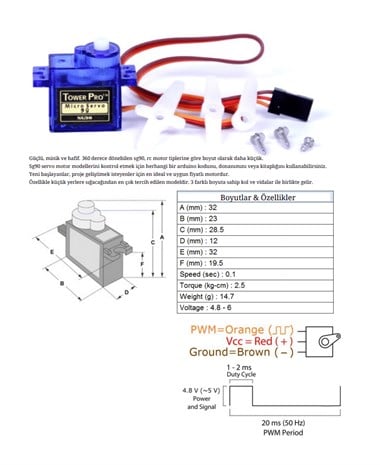 SG90 360 Derece RC Servo Motor