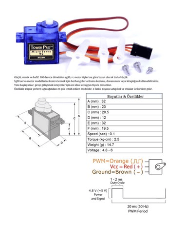 SG90 9g Servo Motor - Mini RC Servo Motor 180°