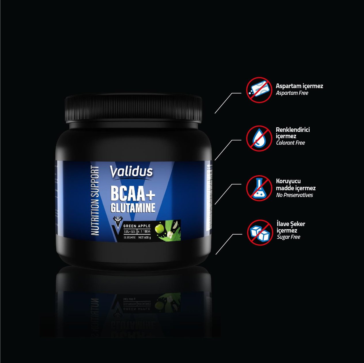 Bcaa + Glutamine 600 Gr Yeşil Elma Aromalı