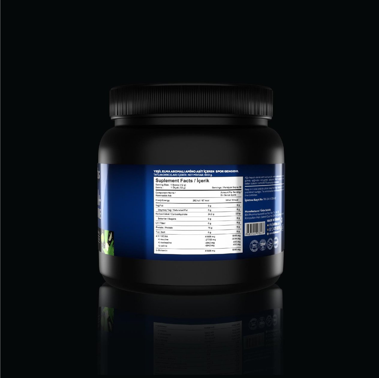 Bcaa + Glutamine 600 Gr Yeşil Elma Aromalı