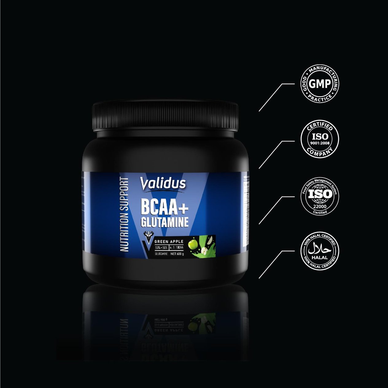 Bcaa + Glutamine 600 Gr Yeşil Elma Aromalı