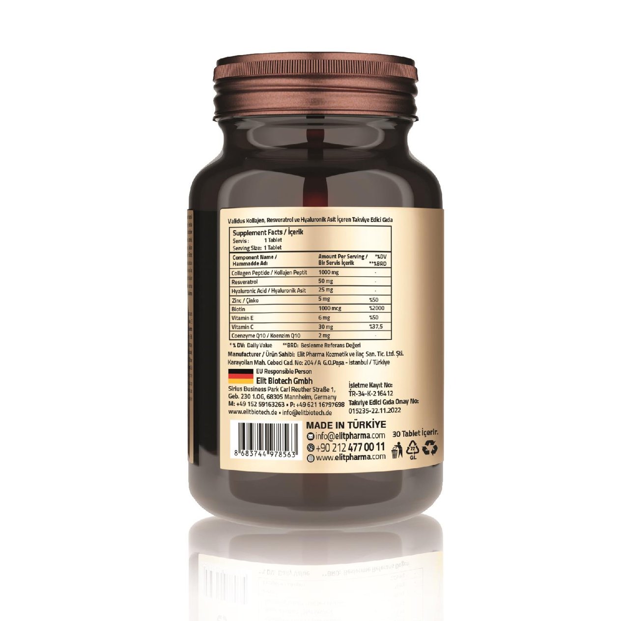 Collagen 1000 Mg +resveratrol+hyaluronik Asit 30 Tablet