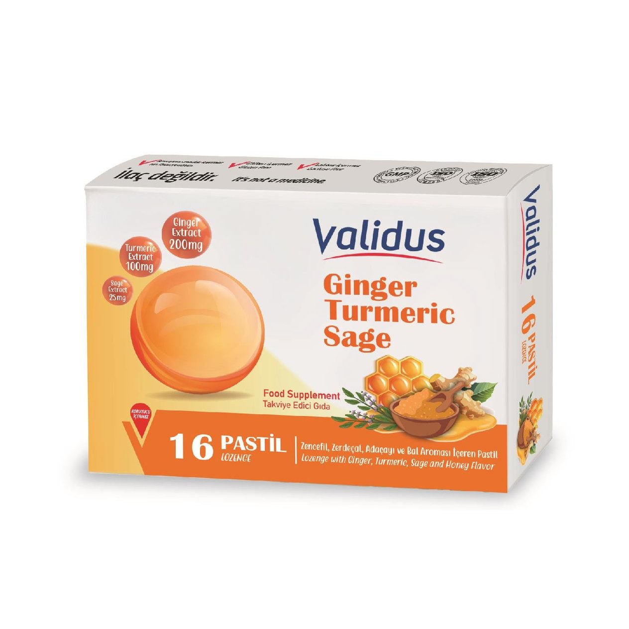 Validus Ginger +Turmeric+Sage+Honey 16 Pastille