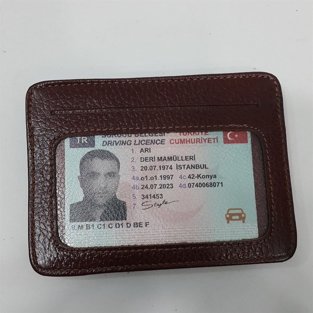 Siyah-Taba-Kahve-Kırmızı Karışık Renkte Yatay Model Hakiki Deri Kemerli Kartlık
