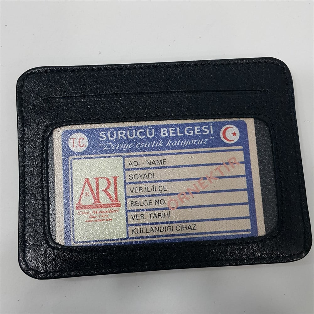 Siyah-Taba-Kahve-Kırmızı Karışık Renkte Yatay Model Hakiki Deri Kemerli Kartlık