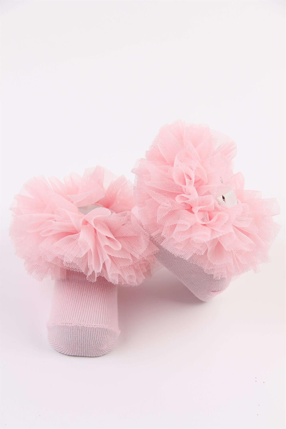 Tüllü Pembe Kız Bebek Çorabı