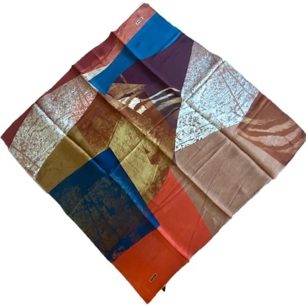 Aker Defective Satin Silk Scarf 38320 Tile Mixed Pattern