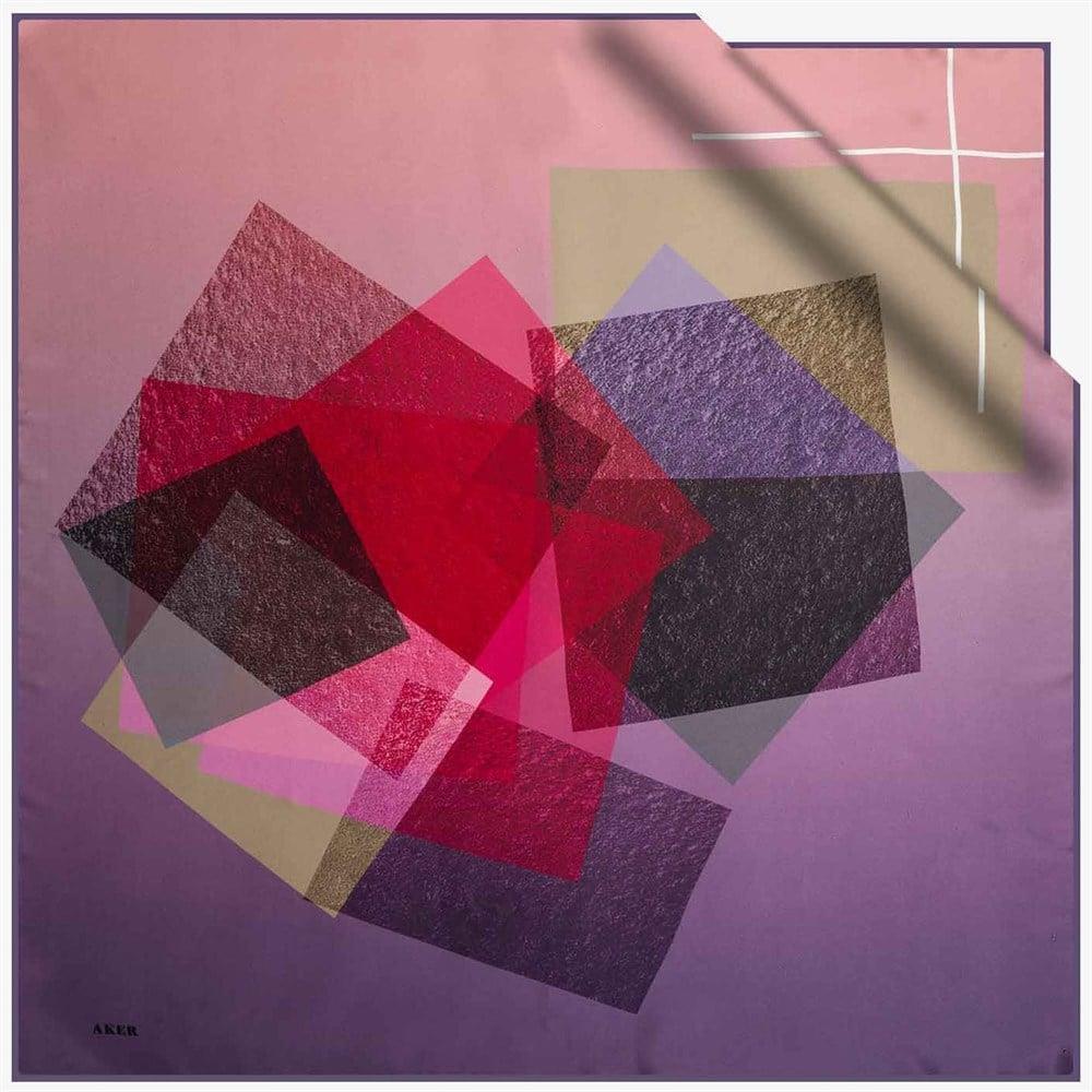 Aker Defective Satin Silk Scarf 39227 Purple Mixed Pattern