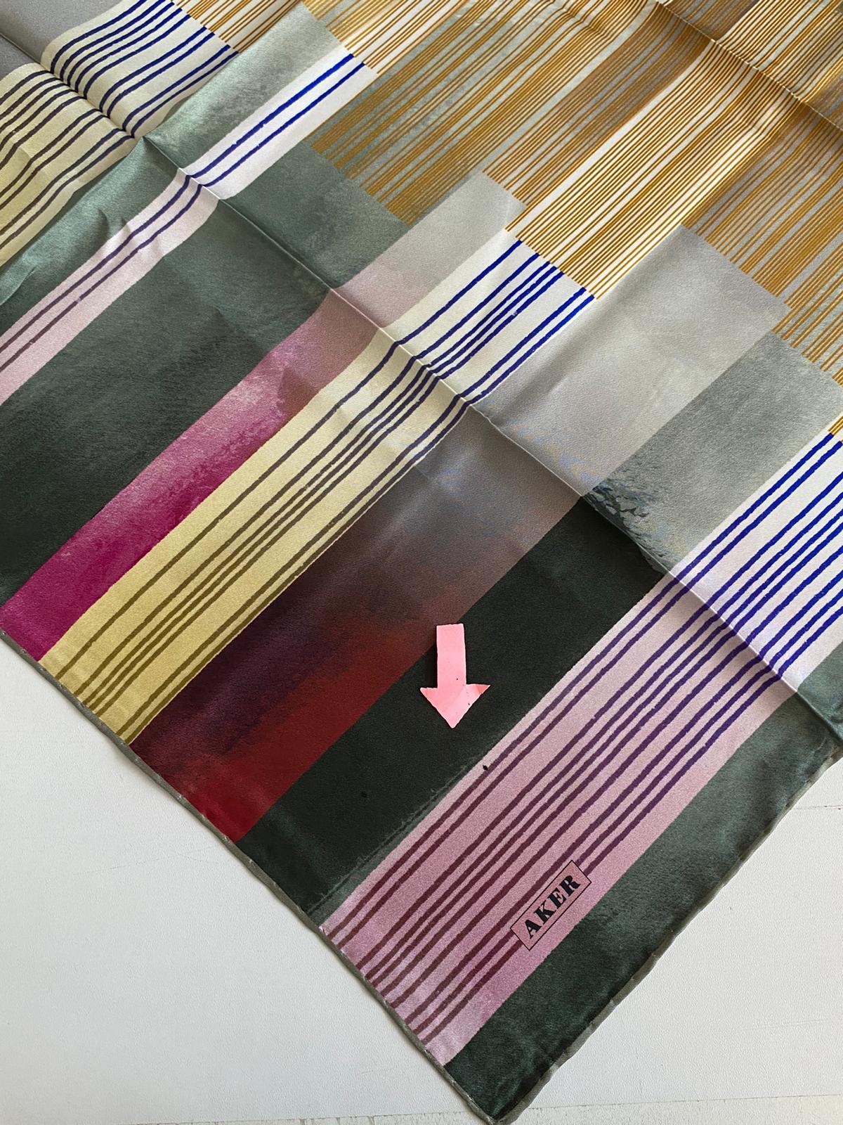 Aker Defolu Twill Silk Scarf 36314 Green Mixed Pattern