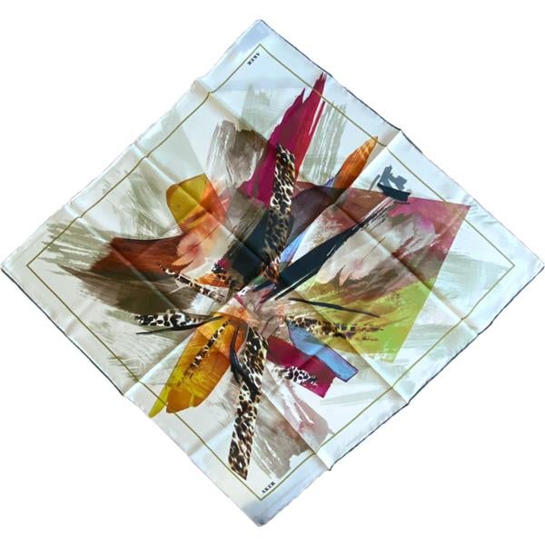 Aker Defective Twill Silk Scarf 37865 Cream Mixed Pattern