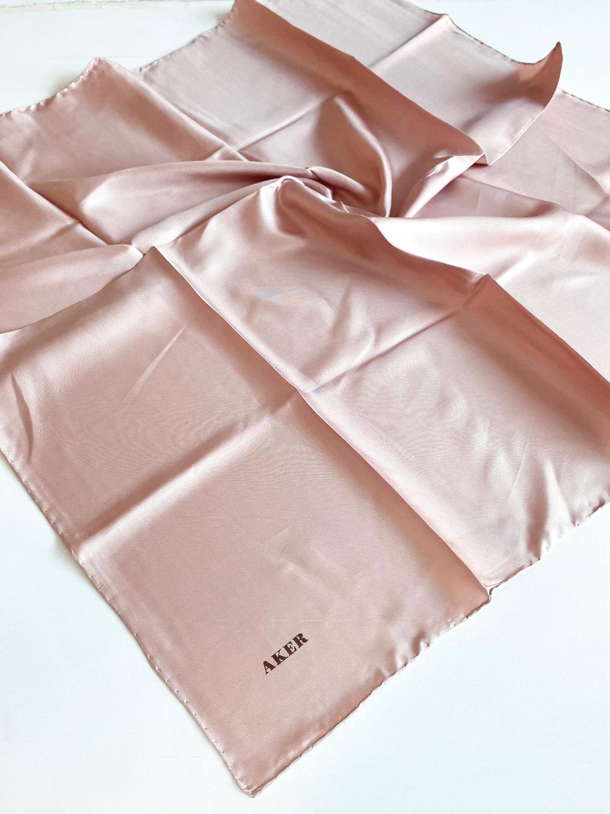 Aker Defective Twill Silk Scarf 38889 Powder Pink Plain Color
