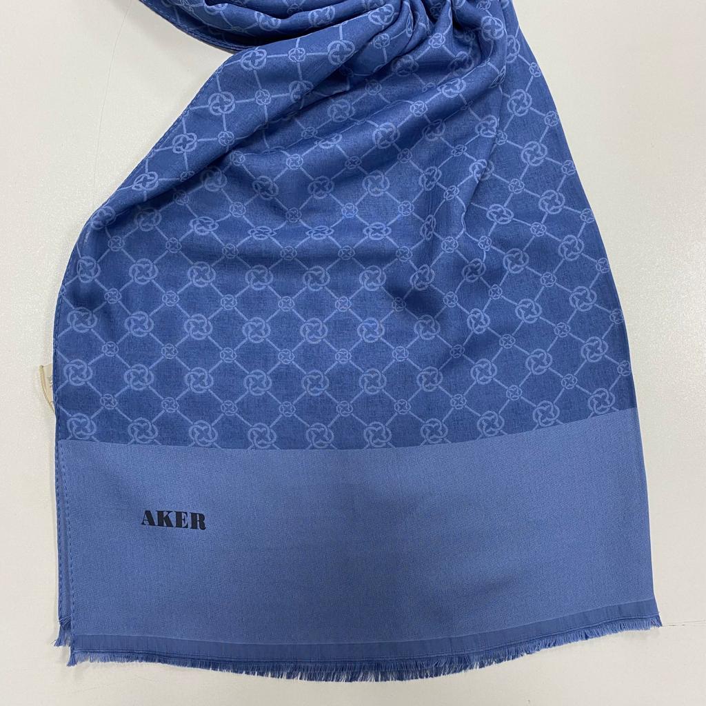 Aker Elegance Şal İndigo Monogram Desenli 1090100-922