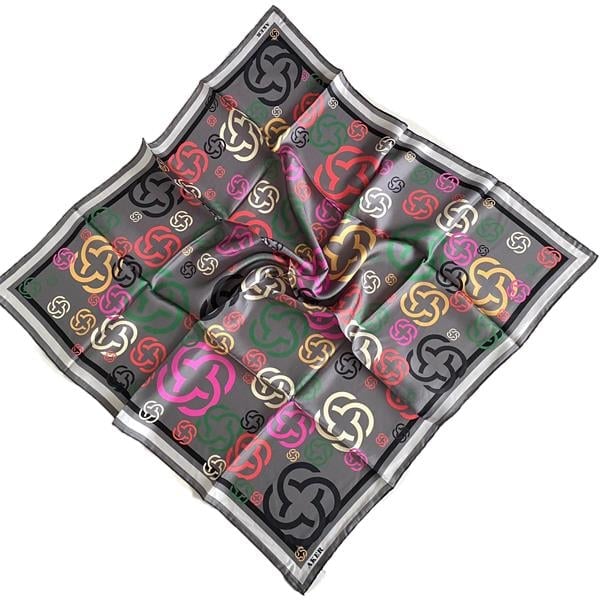 Aker Gray Geometric Pattern Twill Silk Scarf 35628