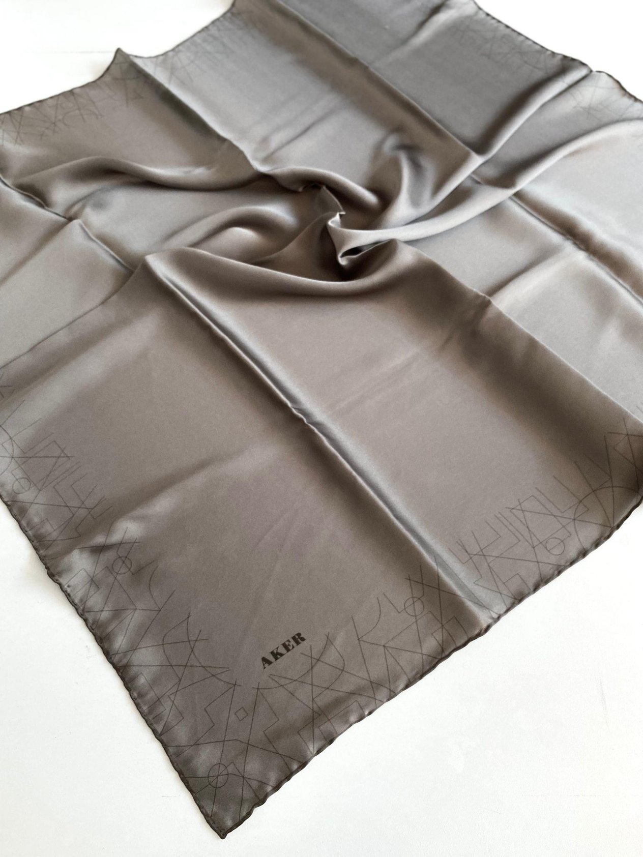 Aker Satin Silk Scarf 8157701-331 47744 Dark Mink Plain Color
