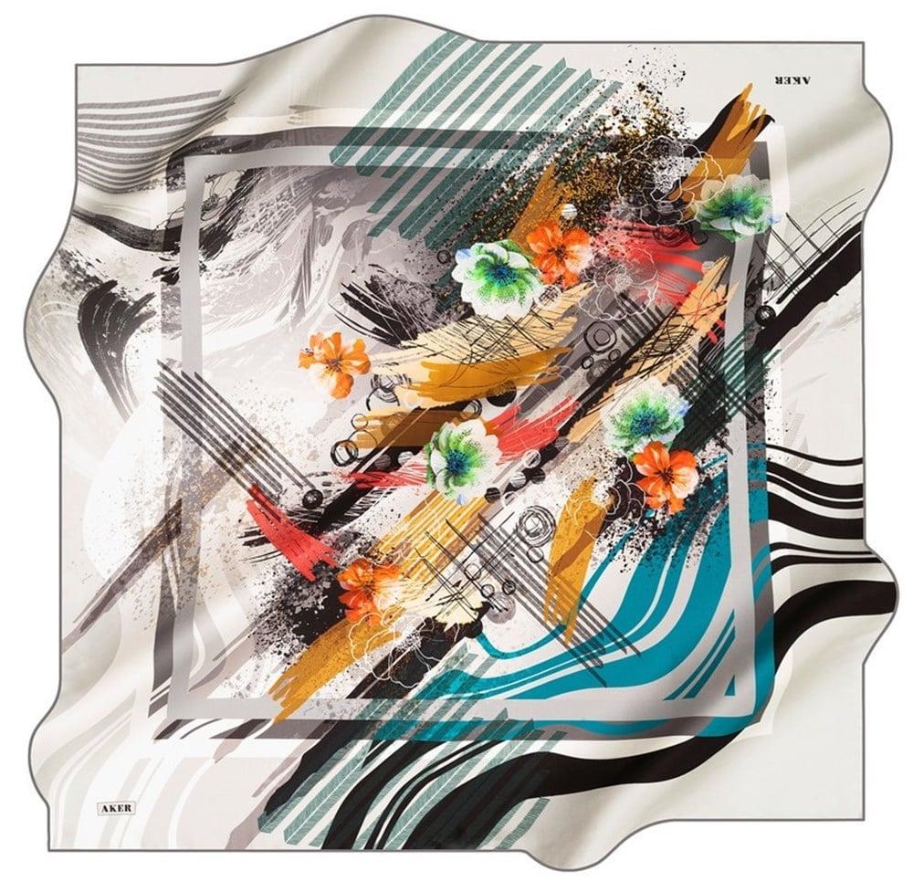 Aker Satin Silk Scarf 8503701-371-48117 Gray Mixed Pattern