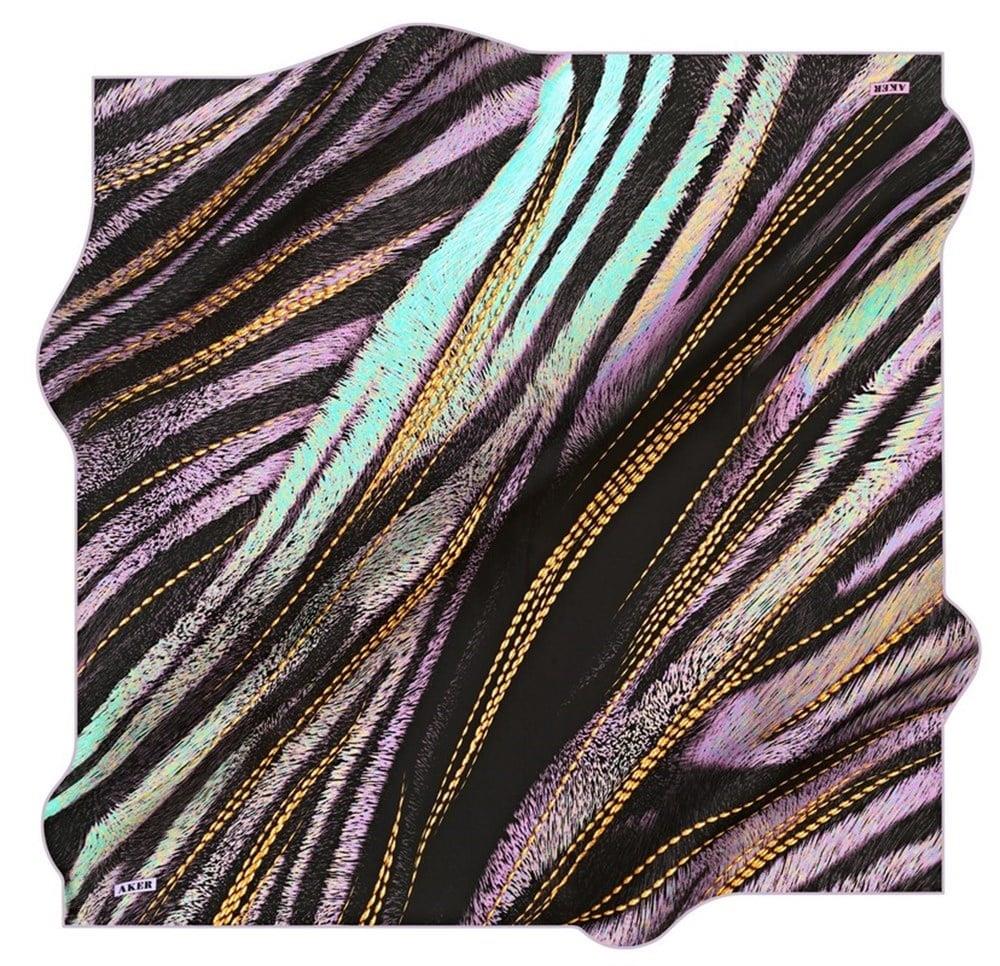 Aker Satin Silk Scarf 8567701-391-48465 Black Mixed Pattern