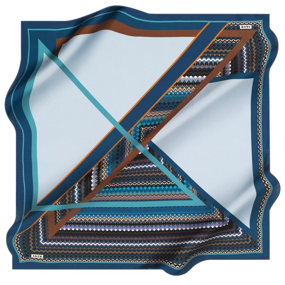 Aker Twill Silk Scarf 38607 Navy Blue Mixed Pattern