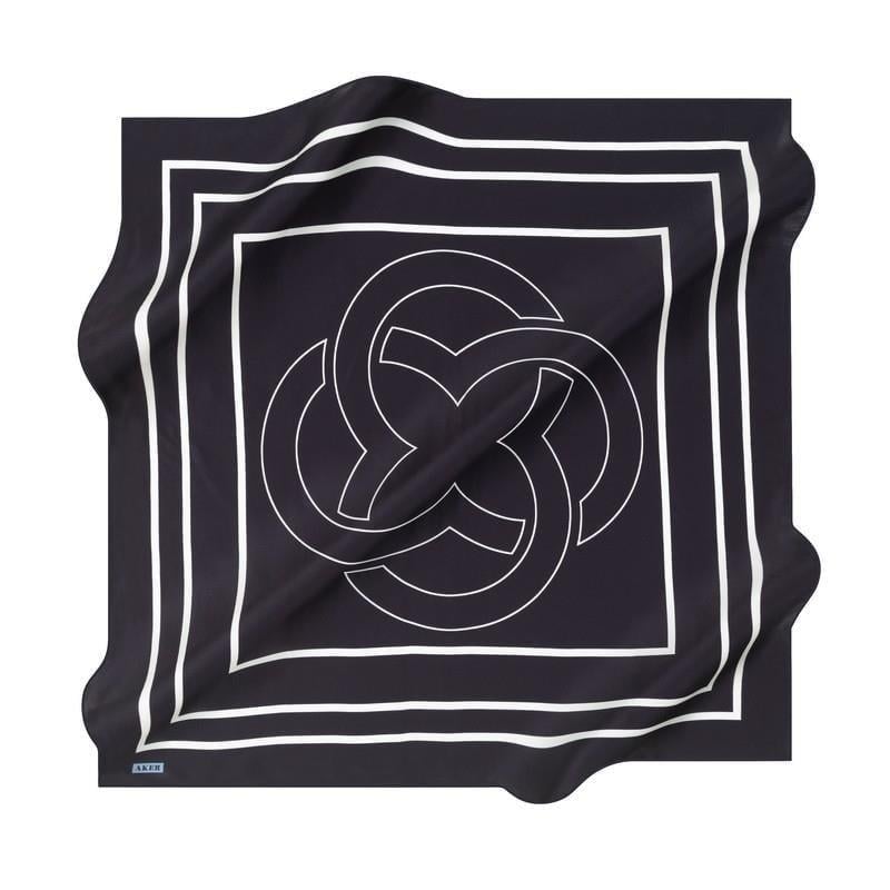 Aker Tivil İpek Eşarp 47329 Lacivert Logo Desen