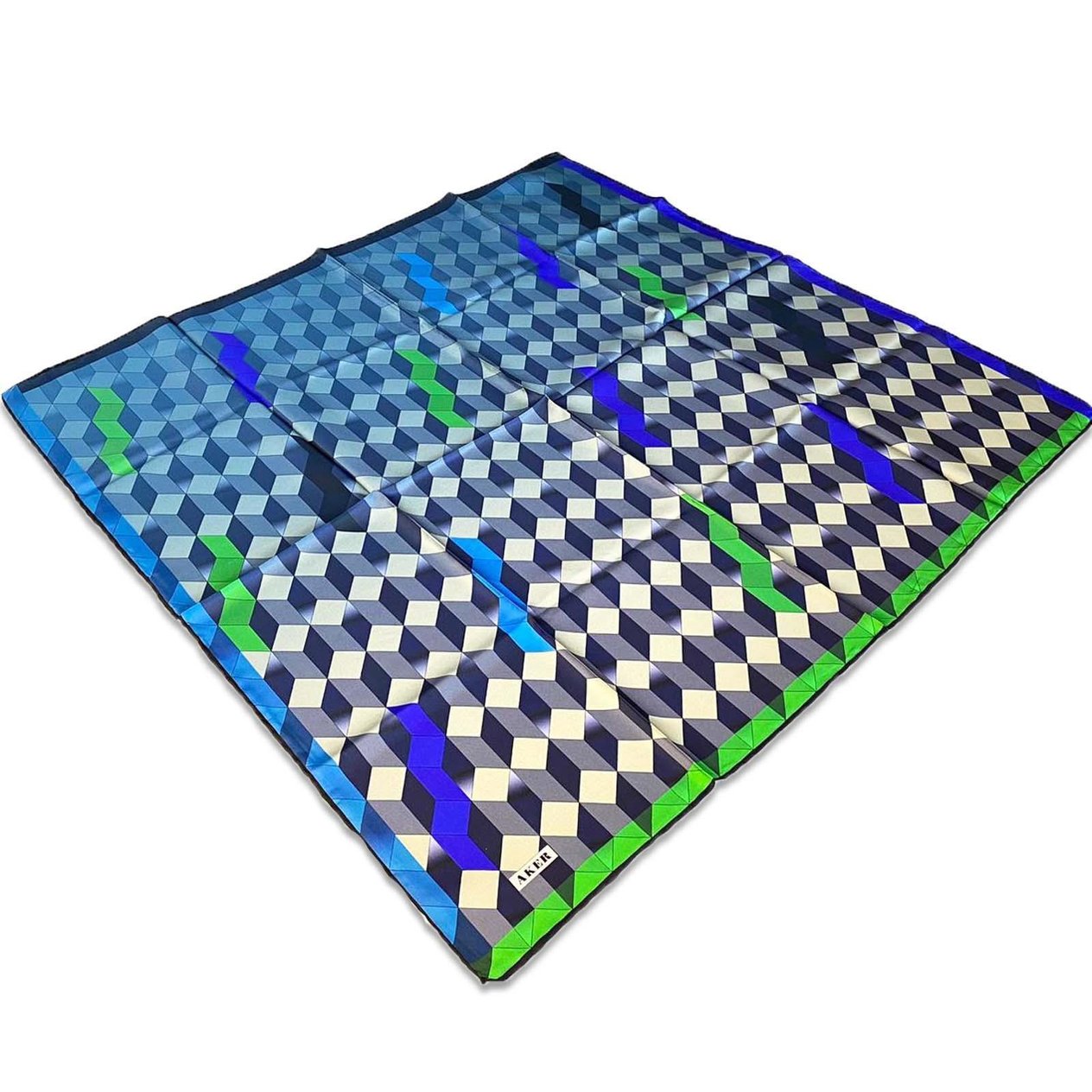 Aker Yeşil Geometrik Desen Tivil İpek Eşarp 8076713-917