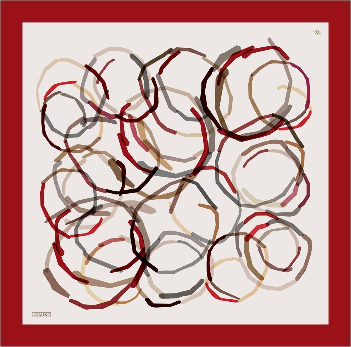 Armine Bordo Desenli Sura İpek Eşarp 8902-04