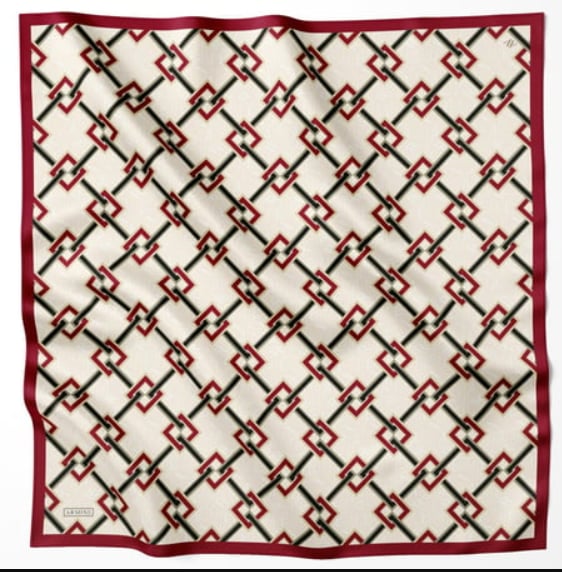Armine Bordo Geometrik Desenli Tivil İpek Eşarp IST8940-31