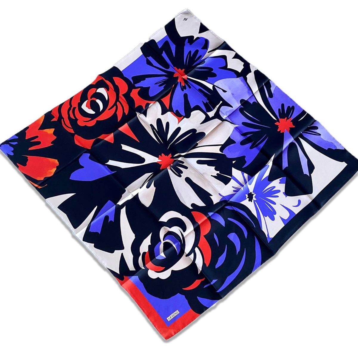 Armine Red Purple Mixed Pattern Satin Silk Scarf 9170-09