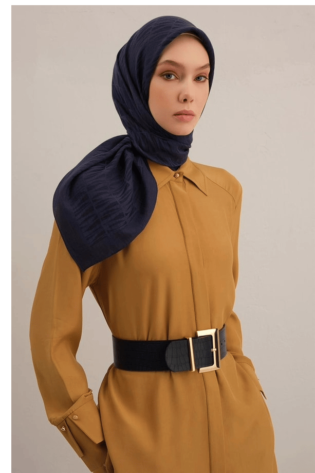 Armine Lyocell Eşarp 3-02 Koyu Mavi Desenli 47355