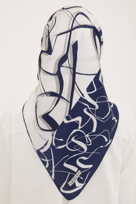 Armine Mavi Batik Desen Tivil İpek Eşarp IST8917-03