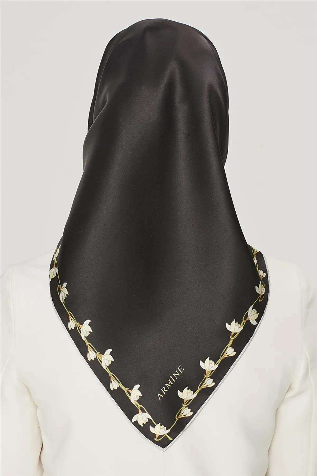 Armine Nostalgia Floral Patterned Twill Silk Scarf 8553-09