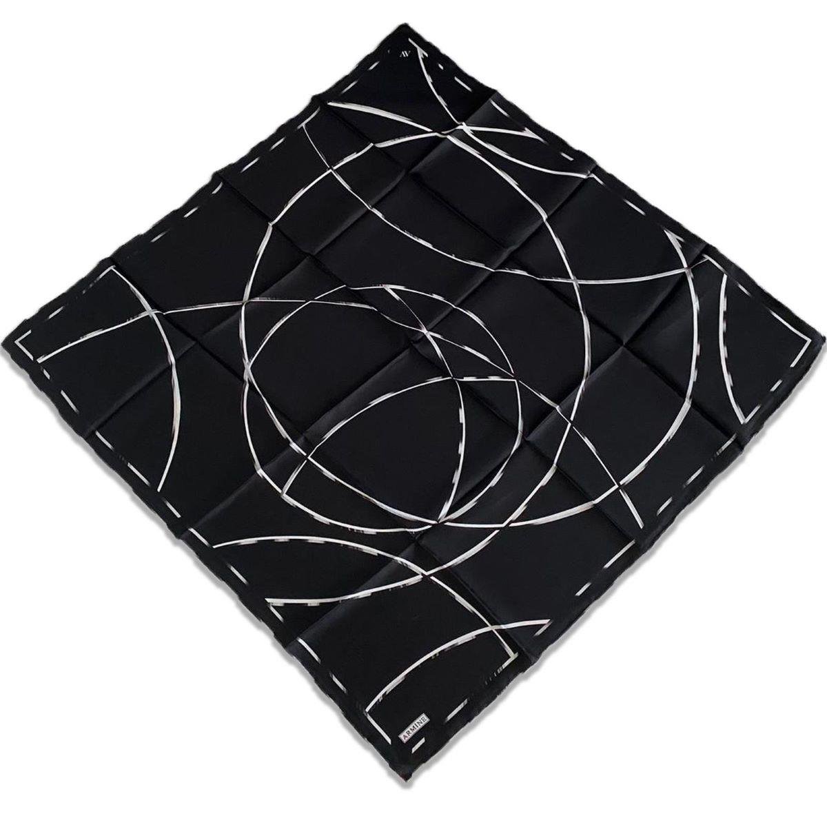 Armine Siyah Geometrik Desen Tivil İpek Eşarp 9176-81
