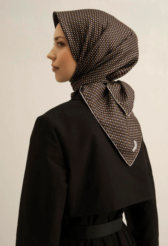 Armine Sura İpek Eşarp 9307-04 Siyah Karışık Desen 