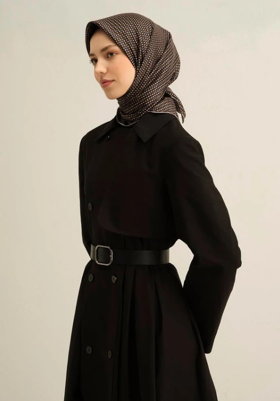 Armine Sura İpek Eşarp 9307-04 Siyah Karışık Desen 
