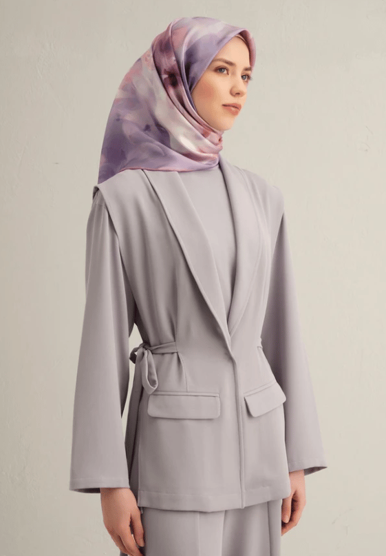 Armine Sura İpek Eşarp 9310-51 Mor Karışık Desen 