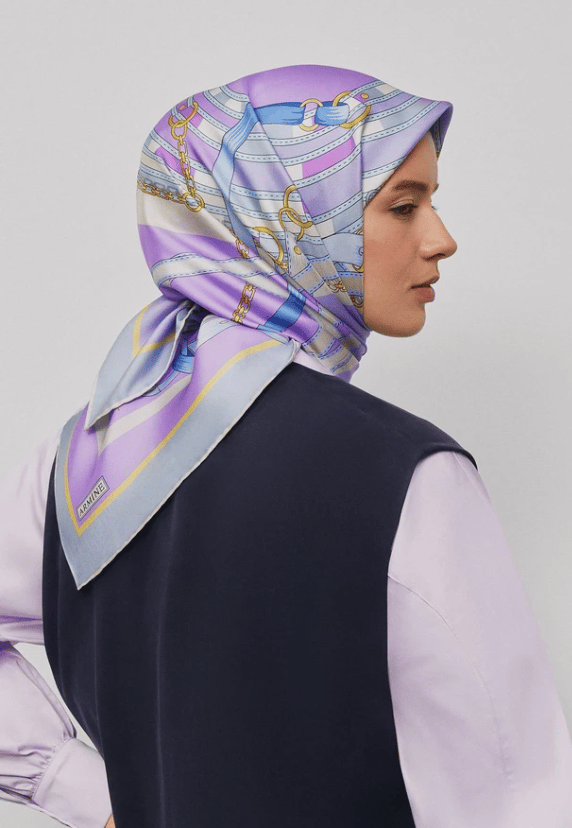 Armine Sura İpek Eşarp 9315-81 Mor Karışık Desen 