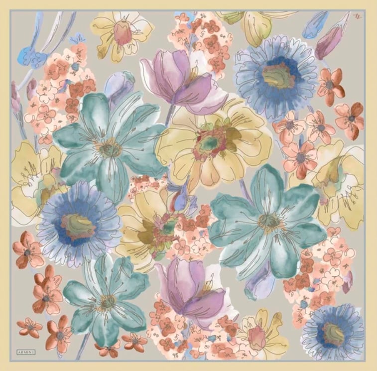 Armine Sura İpek Eşarp 9318-06 Vizon Karışık Desen 