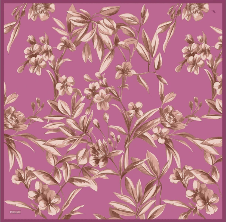 Armine Sura İpek Eşarp 9324-55 Pembe Karışık Desen 