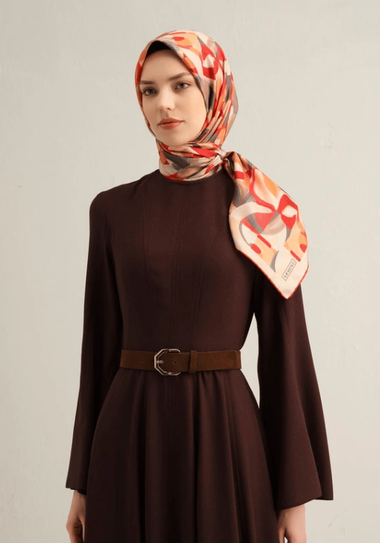 Armine Sura İpek Eşarp 9329-02 Kırmızı Karışık Desen 