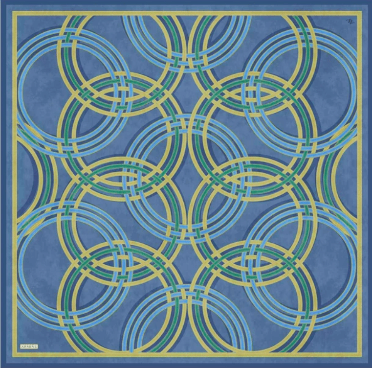Armine Sura İpek Eşarp 9333-80 Mavi Karışık Desen 