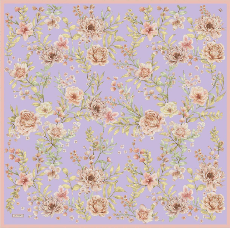 Armine Sura İpek Eşarp 9347-50 Lila Karışık Desen 