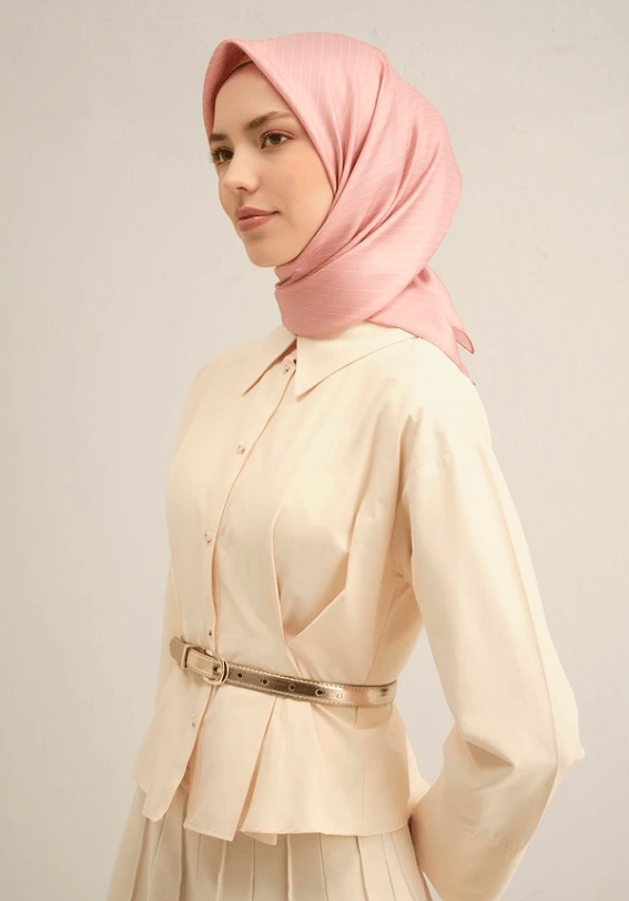 Armine Sura İpek Eşarp 9348-01 Pembe Karışık Desen 