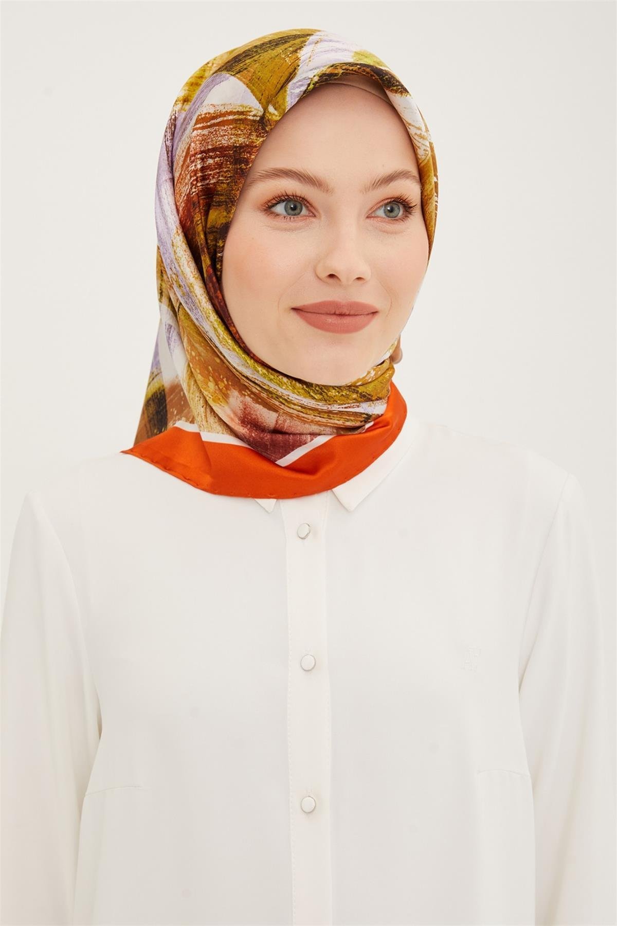 Armine Taba Batik Desen Sura İpek Eşarp 8932-31